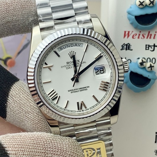 Rolex-DayDate 228239 40mm SS/SS White/Rmn PPM VR3255 1:1 Super Clone Ultimate Version(Gain Weight)