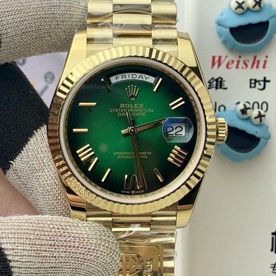 Rolex-DayDate 228238 40mm YG/YG Ombre Green/Rmn PPM VR3255 1:1 Super Clone Ultimate Version(Gain Weight)