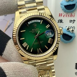 Rolex-DayDate 228238 40mm YG/YG Ombre Green/Rmn PPM VR3255 1:1 Super Clone Ultimate Version(Gain Weight)