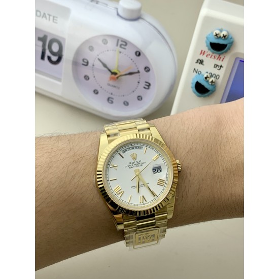 Rolex-DayDate 228238 40mm YG/YG White/Rmn PPM VR3255 1:1 Super Clone Ultimate Version(Gain Weight)