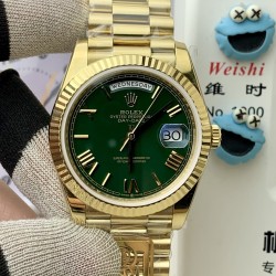 Rolex-DayDate 228238 40mm YG/YG Green/Rmn PPM VR3255 1:1 Super Clone Ultimate Version(Gain Weight)