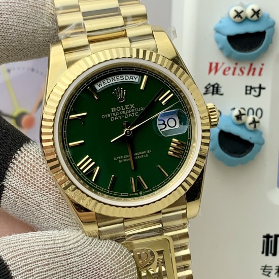 Rolex-DayDate 228238 40mm YG/YG Green/Rmn PPM VR3255 1:1 Super Clone Ultimate Version(Gain Weight)