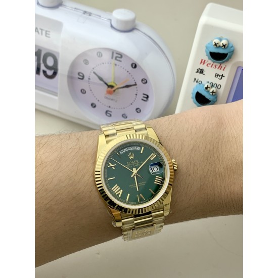Rolex-DayDate 228238 40mm YG/YG Green/Rmn PPM VR3255 1:1 Super Clone Ultimate Version(Gain Weight)