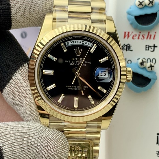 Rolex-DayDate 228238 40mm YG/YG Black/Stk PPM VR3255 1:1 Super Clone Ultimate Version(Gain Weight)