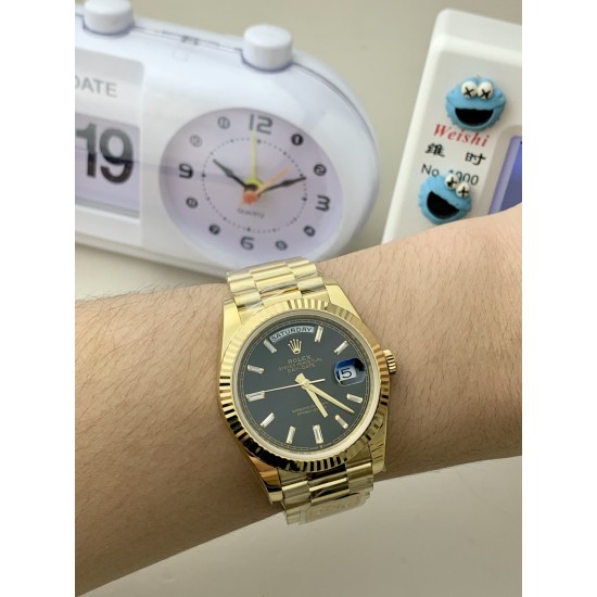 Rolex-DayDate 228238 40mm YG/YG Black/Stk PPM VR3255 1:1 Super Clone Ultimate Version(Gain Weight)