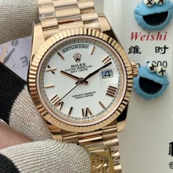 Rolex-DayDate 228238 40mm RG/RG White/Rmn PPM VR3255 1:1 Super Clone Ultimate Version(Gain Weight)