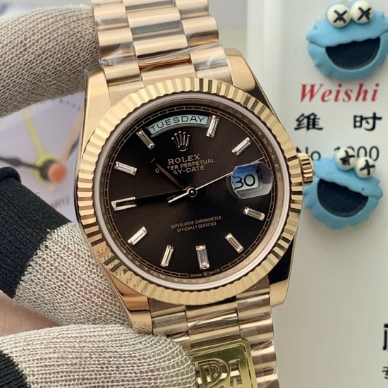 Rolex-DayDate 228238 40mm RG/RG Brown/Stick PPM VR3255 1:1 Super Clone Ultimate Version(Gain Weight)