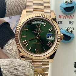 Rolex-DayDate 228238 40mm RG/RG Green/Rmn PPM VR3255 1:1 Super Clone Ultimate Version(Gain Weight)