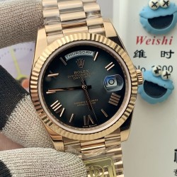 Rolex-DayDate 228238 40mm RG/RG Ombre Black/Rmn PPM VR3255 1:1 Super Clone Ultimate Version(Gain Weight)