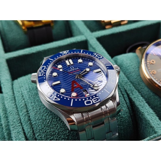 Omega-Seamaster Diver 300M 42mm SS/SS Blue Ceramic Blue Dial VSF VS8800 1:1 Super Clone V4