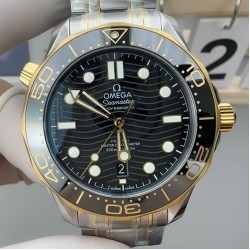 Omega-Seamaster Diver 300M 42mm YG/SS Black Ceramic Black Dial VSF VS8800 1:1 Super Clone V4