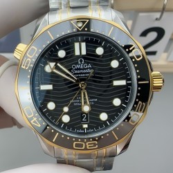 Omega-Seamaster Diver 300M 42mm YG/SS Black Ceramic Black Dial VSF VS8800 1:1 Super Clone V4