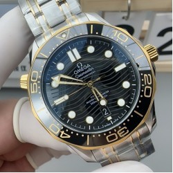 Omega-Seamaster Diver 300M 42mm YG/SS Black Ceramic Black Dial VSF VS8800 1:1 Super Clone V4