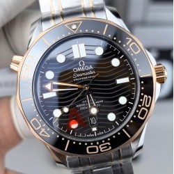 Omega-Seamaster Diver 300M 42mm RG/SS Black Ceramic Black Dial VSF VS8800 1:1 Super Clone V4
