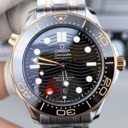 Omega-Seamaster Diver 300M 42mm RG/SS Black Ceramic Black Dial VSF VS8800 1:1 Super Clone V4