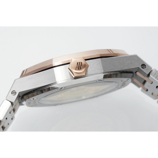 Audemars Piguet-Royal Oak 15450SR 37mm Two Tone Midsize RG/SS White Dial  APS SA3210 Automatic