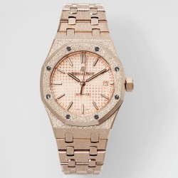 Audemars Piguet-Royal Oak 15454 Frosted 37mm Midsize RG/RG Rose Gold Dial APS SA3210 Automatic 1:1 Super Clone