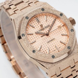 Audemars Piguet-Royal Oak 15454 Frosted 37mm Midsize RG/RG Rose Gold Dial APS SA3210 Automatic 1:1 Super Clone