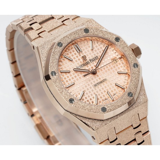Audemars Piguet-Royal Oak 15454 Frosted 37mm Midsize RG/RG Rose Gold Dial APS SA3210 Automatic 1:1 Super Clone