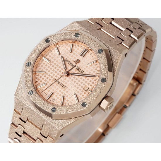 Audemars Piguet-Royal Oak 15454 Frosted 37mm Midsize RG/RG Rose Gold Dial APS SA3210 Automatic 1:1 Super Clone