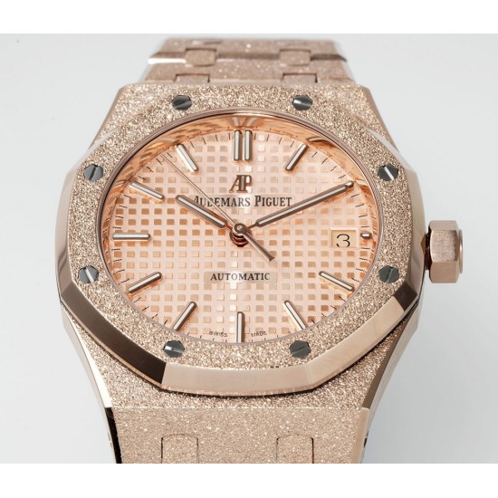 Audemars Piguet-Royal Oak 15454 Frosted 37mm Midsize RG/RG Rose Gold Dial APS SA3210 Automatic 1:1 Super Clone