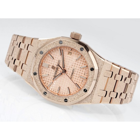 Audemars Piguet-Royal Oak 15454 Frosted 37mm Midsize RG/RG Rose Gold Dial APS SA3210 Automatic 1:1 Super Clone