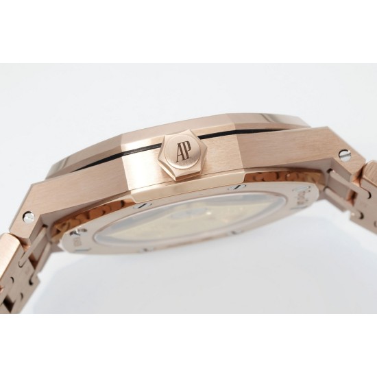 Audemars Piguet-Royal Oak 15454 Frosted 37mm Midsize RG/RG Rose Gold Dial APS SA3210 Automatic 1:1 Super Clone