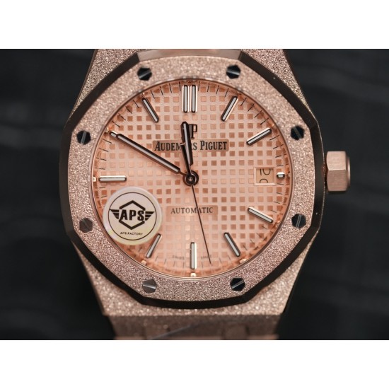Audemars Piguet-Royal Oak 15454 Frosted 37mm Midsize RG/RG Rose Gold Dial APS SA3210 Automatic 1:1 Super Clone