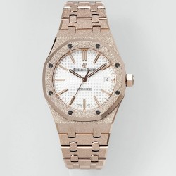 Audemars Piguet-Royal Oak 15454 Frosted 37mm Midsize RG/RG White Dial APS SA3210 Automatic 1:1 Super Clone