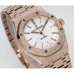 Audemars Piguet-Royal Oak 15454 Frosted 37mm Midsize RG/RG White Dial APS SA3210 Automatic 1:1 Super Clone