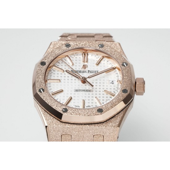 Audemars Piguet-Royal Oak 15454 Frosted 37mm Midsize RG/RG White Dial APS SA3210 Automatic 1:1 Super Clone