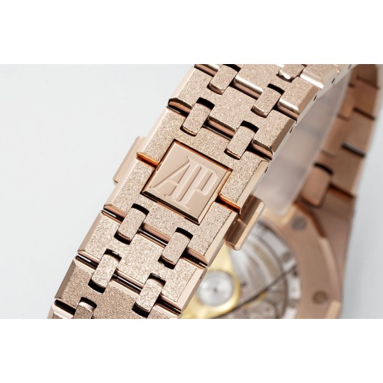 Audemars Piguet-Royal Oak 15454 Frosted 37mm Midsize RG/RG White Dial APS SA3210 Automatic 1:1 Super Clone