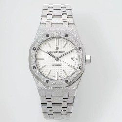 Audemars Piguet-Royal Oak 15454 Frosted 37mm Midsize SS/SS White Dial APS SA3210 Automatic 1:1 Super Clone