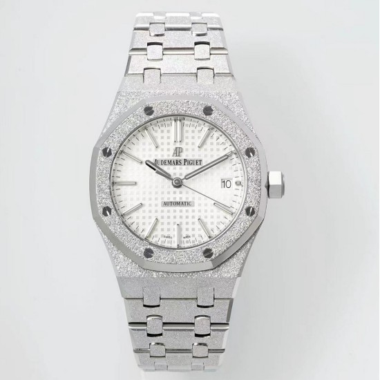 Audemars Piguet-Royal Oak 15454 Frosted 37mm Midsize SS/SS White Dial APS SA3210 Automatic 1:1 Super Clone