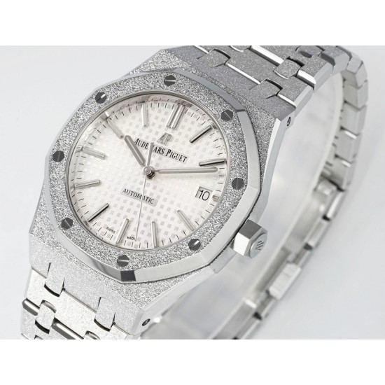 Audemars Piguet-Royal Oak 15454 Frosted 37mm Midsize SS/SS White Dial APS SA3210 Automatic 1:1 Super Clone