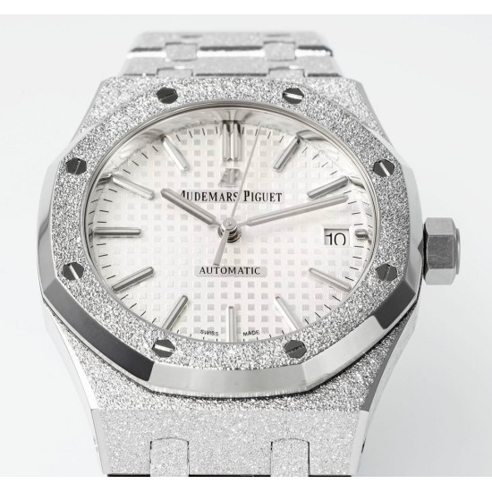 Audemars Piguet-Royal Oak 15454 Frosted 37mm Midsize SS/SS White Dial APS SA3210 Automatic 1:1 Super Clone