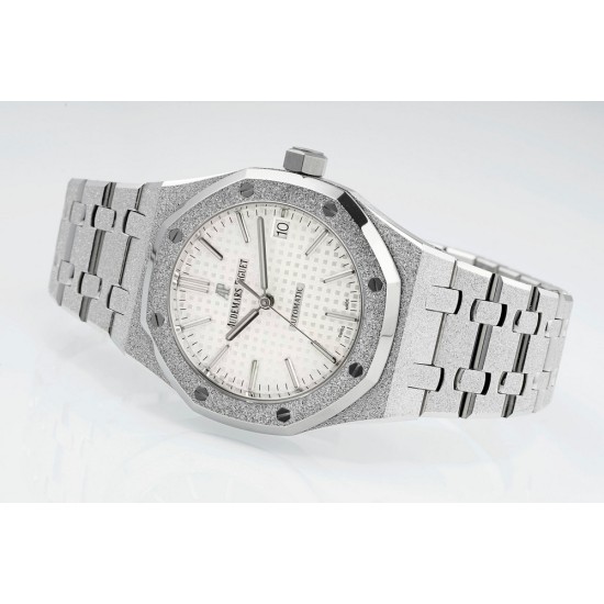 Audemars Piguet-Royal Oak 15454 Frosted 37mm Midsize SS/SS White Dial APS SA3210 Automatic 1:1 Super Clone