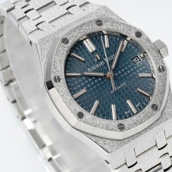 Audemars Piguet-Royal Oak 15454 Frosted 37mm Midsize SS/SS Blue Dial APS SA3210 Automatic 1:1 Super Clone