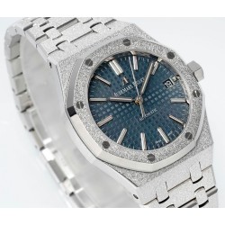 Audemars Piguet-Royal Oak 15454 Frosted 37mm Midsize SS/SS Blue Dial APS SA3210 Automatic 1:1 Super Clone