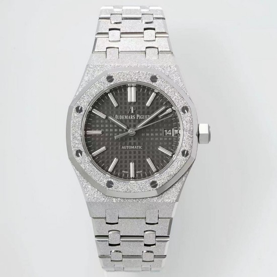 Audemars Piguet-Royal Oak 15454 Frosted 37mm Midsize SS/SS Grey Dial APS SA3210 Automatic 1:1 Super Clone