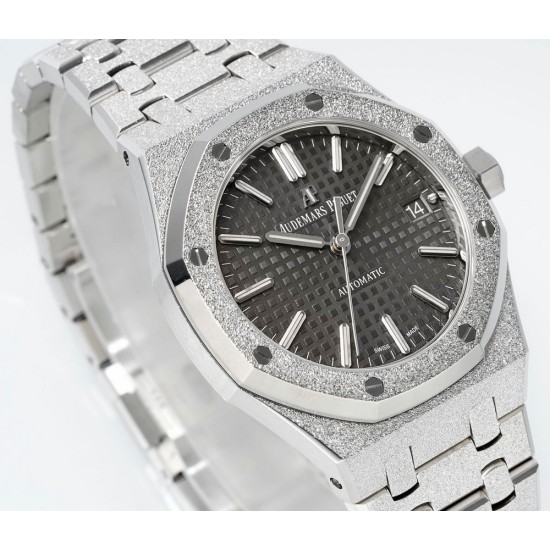 Audemars Piguet-Royal Oak 15454 Frosted 37mm Midsize SS/SS Grey Dial APS SA3210 Automatic 1:1 Super Clone