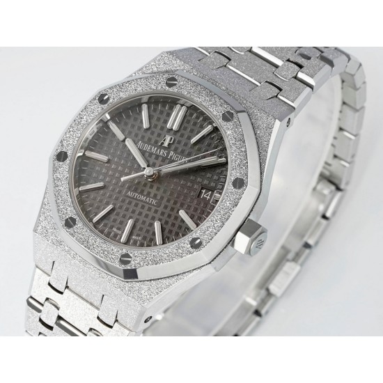 Audemars Piguet-Royal Oak 15454 Frosted 37mm Midsize SS/SS Grey Dial APS SA3210 Automatic 1:1 Super Clone