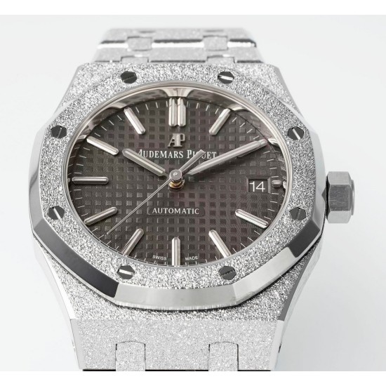 Audemars Piguet-Royal Oak 15454 Frosted 37mm Midsize SS/SS Grey Dial APS SA3210 Automatic 1:1 Super Clone
