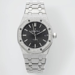 Audemars Piguet-Royal Oak 15454 Frosted 37mm Midsize SS/SS Black Dial APS SA3210 Automatic 1:1 Super Clone