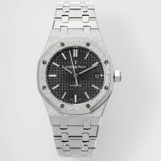 Audemars Piguet-Royal Oak 15454 Frosted 37mm Midsize SS/SS Black Dial APS SA3210 Automatic 1:1 Super Clone