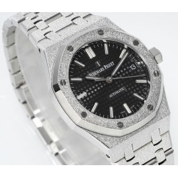 Audemars Piguet-Royal Oak 15454 Frosted 37mm Midsize SS/SS Black Dial APS SA3210 Automatic 1:1 Super Clone