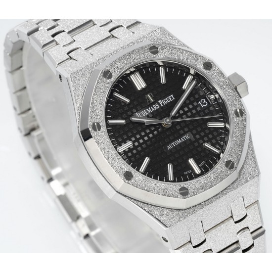 Audemars Piguet-Royal Oak 15454 Frosted 37mm Midsize SS/SS Black Dial APS SA3210 Automatic 1:1 Super Clone