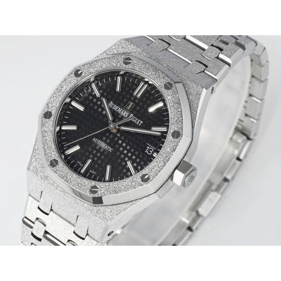 Audemars Piguet-Royal Oak 15454 Frosted 37mm Midsize SS/SS Black Dial APS SA3210 Automatic 1:1 Super Clone