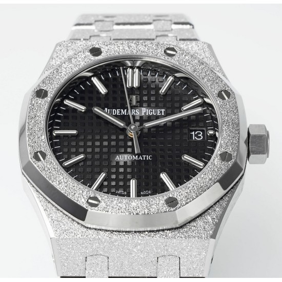 Audemars Piguet-Royal Oak 15454 Frosted 37mm Midsize SS/SS Black Dial APS SA3210 Automatic 1:1 Super Clone
