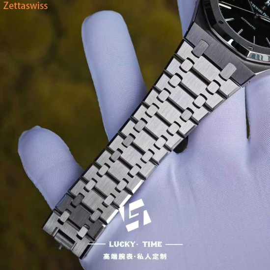 [Customization] Audemars Piguet-Royal Oak 15400ST Black Dial 41mm Modified With Genuine Bezel+Dial+Hands...